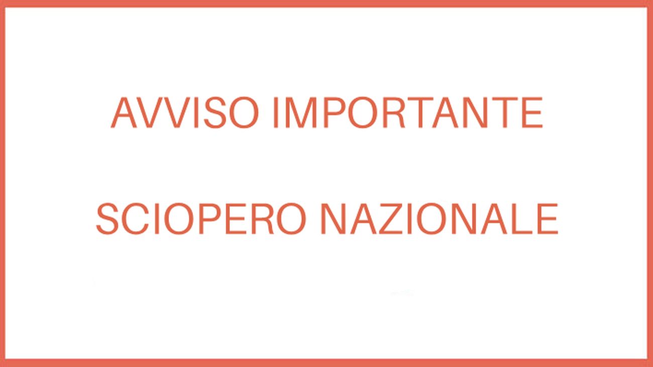 Avviso sciopero nazionale